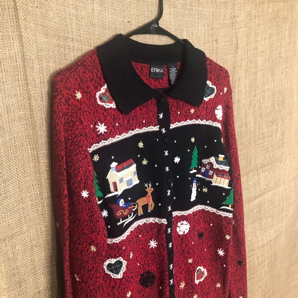 Erika S Christmas Sweater Snowman Santa Party Knit - Picture 2 of 6